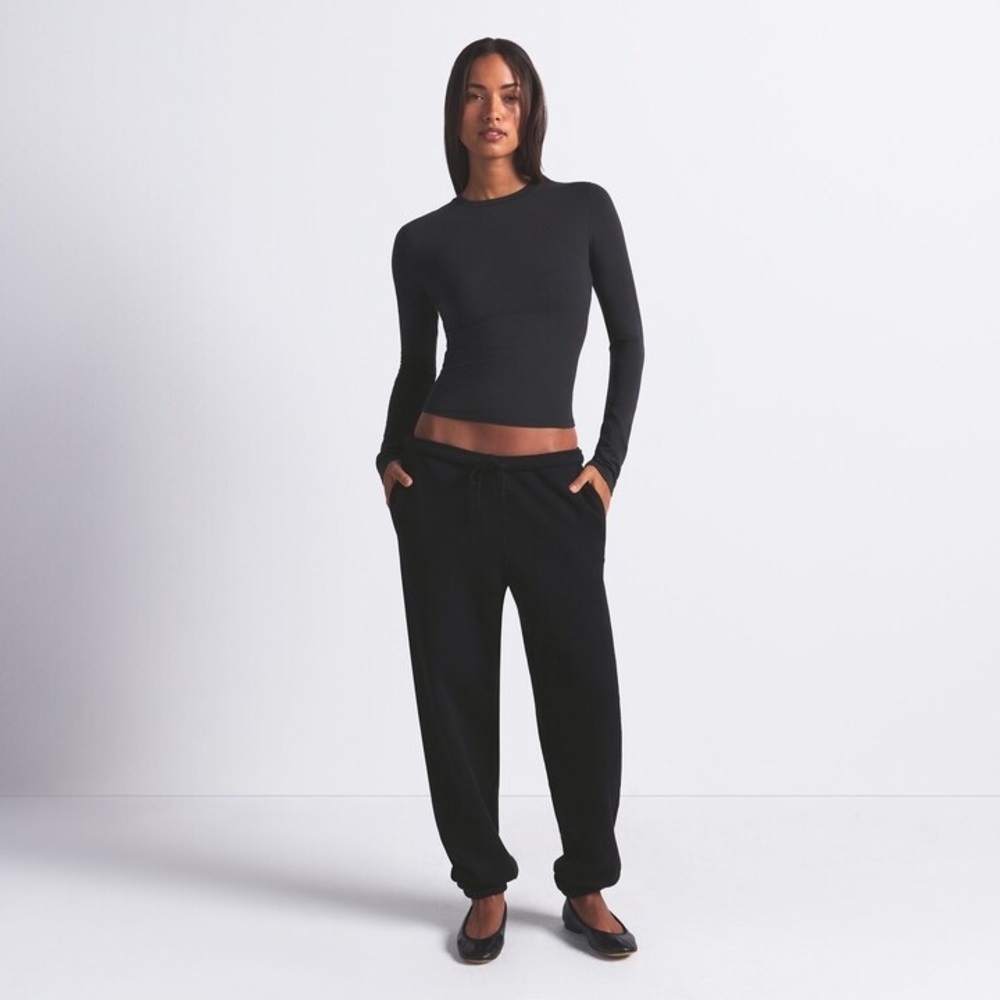 SKIMS NEW Black Cotton Fleece Joggers L